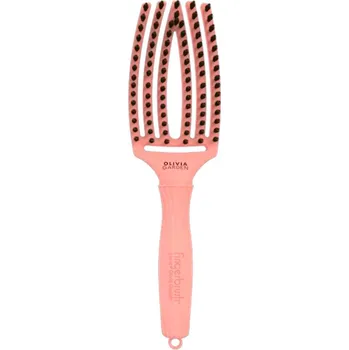 kartáč na vlasy Olivia Garden FingerBrush Bloom Edition - jarní edice - kartáč na vlasy, divoké štětiny + nylonové štětiny (zakončené kuličkou) Peach - broskvová