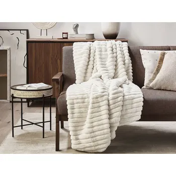 deka Deka bílá polyesterová 150 x 200 cm dekorativní přikrývka přehoz obývací pokoj skandinávský design Beliani