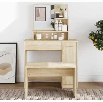 Toaletní stolek Petrashop Toaletní stolek se zrcadlem dub sonoma 86,5 x 35 x 136 cm Hnědá802960