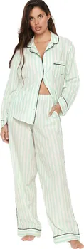 Dámské pyžamo Victoria's Secret Flannel Long Pajama Set  Black/White Bold Plaid XL