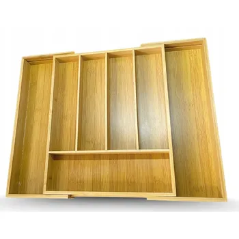 Příborník do zásuvky Rozkládací bambusový organizér na příbory 37,5 x 49 cm