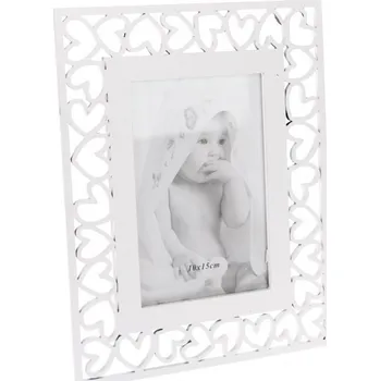Rám na obraz Fotorámeček dřevo srdce bílý 18x2x23 cm