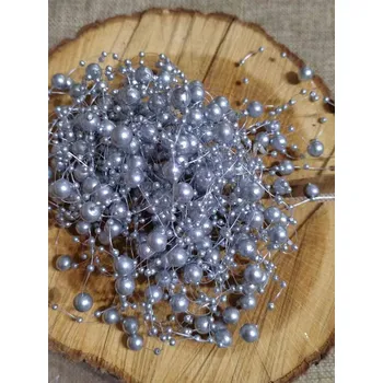 umělá květina Perly na silonu Ø7 mm délka 130 cm barva stříbrná