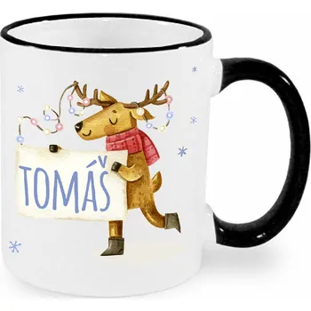 Vánoční hrnek - Sob se jménem Tomáš Barva: Černá