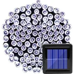 Venkovní vánoční led osvětlení na solární panel - studená bílá (10 m)