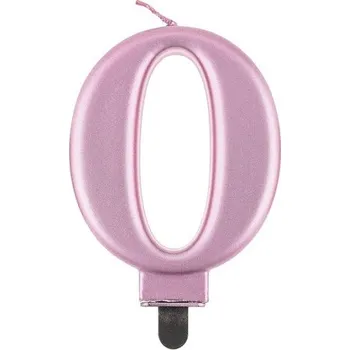 Dortová svíčka Svíčka číslice 0 metalická Rose Gold 8 cm