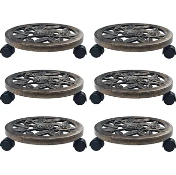 Stojan na květiny vidaXL Vozíky pod květináč 6 ks 30 cm plast [48227] Barva: Bronzová