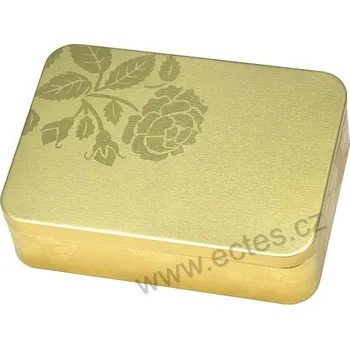 Dóza na potraviny SISSY zlatá plechová dóza 3500 s lesklými květy a lístky růží