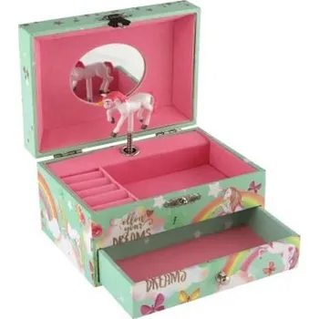 hrací skříňka Teddies Hrací skříňka šperkovnice jednorožec zelená/růžová