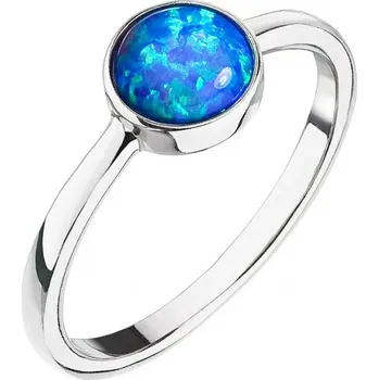 Prsten Stříbrný prsten se syntetickým opálem modrý kulatý 15001.3 velikost 50