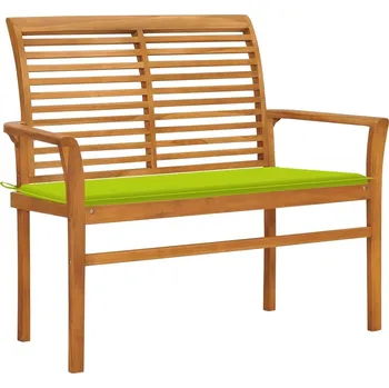 vidaXL Zahradní lavice s poduškou 112 cm masivní teak [3062657] Barva: Jasně zelená