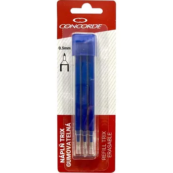 Náplň do psacích potřeb Concorde - náplň Trix gumovatelná 0,5 mm, modrá, 3 ks