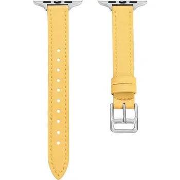 Řemínek na hodinky Tenký kožený řemínek pro Apple Watch 38/40/41/42mm Barva: Žlutá