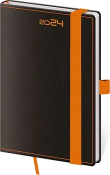 Diář Helma365 Diář kapesní 9 x 14 cm týdenní 2024 černý/oranžový
