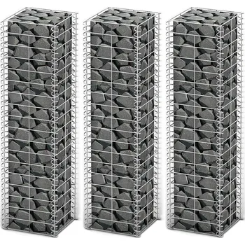 gabiony vidaXL Sada gabionů 3 ks pozinkovaný drát 25 x 25 x 100 cm [141045]