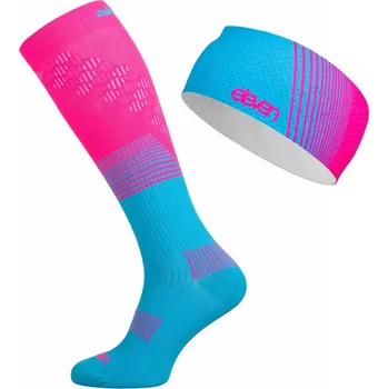 Cyklistické návleky Kompresní podkolenky + čelenka ELEVEN PowerFlow Pink Velikost: M-L (40-43)