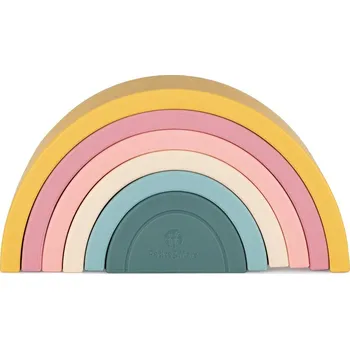 PETITE&MARS Hračka silikonová skládací Rainbow Intense Ochre 12m+