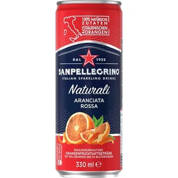 Limonáda SANPELLEGRINO italská sycená voda 0,33 l - červený pomeranč (Nealkoholický sycený nápoj s 10% pomerančové šťávy)