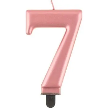 Dortová svíčka Svíčka číslice 7 metalická Rose Gold 8 cm