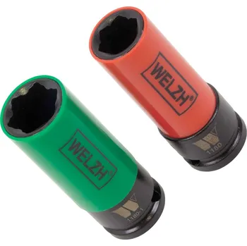 Gola sada Hlavice nástrčné ochranné na šrouby kol 1/2", 6 hran, 17 a 21 mm pro Mercedes Benz, CrMo, sada 2 kusů, Welzh (Welzh Werkzeug)