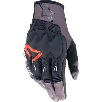 Moto rukavice Rukavice TECHDURA, ALPINESTARS (černá/hnědá/červená fluo) 2026 (Velikost: XL)