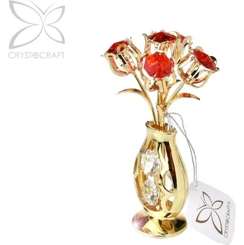 Figurka Crystocraft Váza s květinami s křišťály Bohemia Crystals - 11 cm
