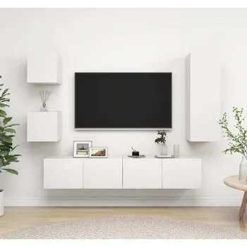 Obývací stěna vidaXL 5dílný set TV skříněk dřevotříska [3079536] Barva: Bílá
