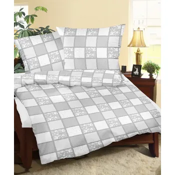 Povlečení Krepové povlečení Patchwork - šedý