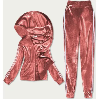 Dámský velurový dres v cihlové barvě s lampasy (81223) odstíny červené XL (42)