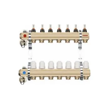 rozdělovač topení Ferro Rozdělovač typ RZP1 průtokoměry s 8cestným termostatickým ventilem (RZP08S)