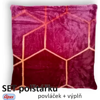 Dekorativní polštářek Apex® model MICRODREAM Povláček na polštářek Apex Mikroplyš Flanel – Nina vínová - set Polštářek s výplní + Povláček