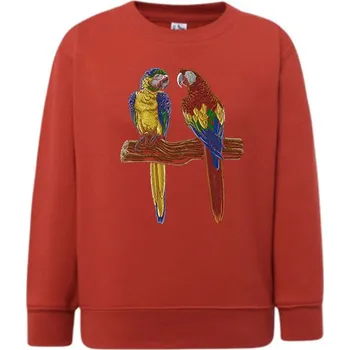 Chlapecká mikina detska_klasicka_levna_mikina_zamilovani_papousci Barva: Red - červená, Dětská bavlněná trička JHK: XL