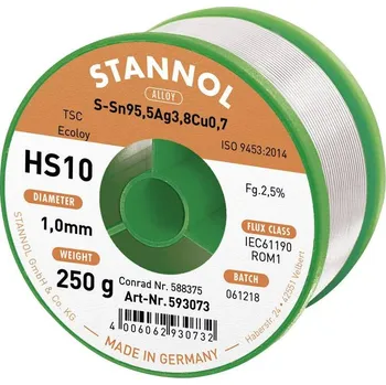 Příslušenství ke svářečce Stannol HS10 Sn95,5Ag3,8Cu0,7 1 mm 250 g  pájecí drát