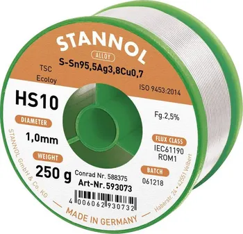 Příslušenství ke svářečce Stannol HS10 Sn95,5Ag3,8Cu0,7 1 mm 250 g  pájecí drát