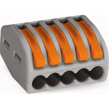 Elektrický konektor 5vodičový instalační konektor Wago s uvolňovací páčkou (222-415)