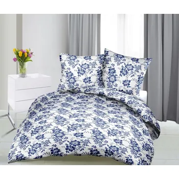 Povlečení Krepové povlečení Romance bílo-modrá