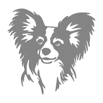 Polep vozidla Pes 190 levá Papillon (17 - šedá) SAMOLEPKA NA AUTO, NÁLEPKA, FÓLIE, POLEP, TUNING, VLASTNÍ TEXT, TISK, AUTOSAMOLEPKY.cz, POLEPY, OBRÁZEK, LOGO, 3D STICKERS