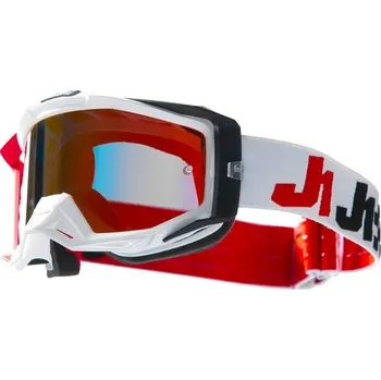 Motocyklové brýle Brýle JUST1 IRIS 2.0 RACER černo/červeno/bílé + čiré plexi a 8 trhaček ZDARMA