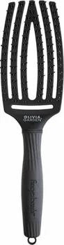 Olivia Garden Fingerbrush Double Bristles plochý kartáč pro snadné rozčesání vlasů M černý