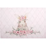 6ks růžové bavlněné prostírání s králíčkem Floral Easter Bunny - 48*33 cm