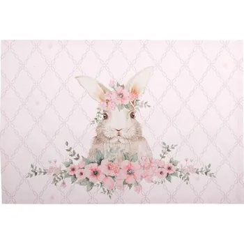 prostírání 6ks růžové bavlněné prostírání s králíčkem Floral Easter Bunny - 48*33 cm