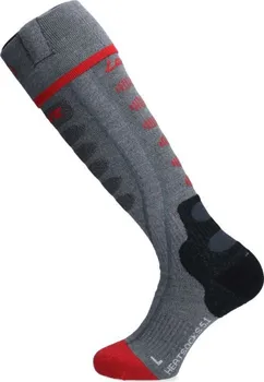 Pánské ponožky Lenz Heat Socks 5.1 Toe Cap Slim Fit šedé/červené