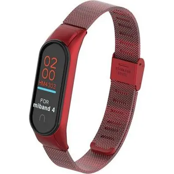 Řemínek na hodinky Deveroux Ocelový milánský řemínek pro Mi Band 3/4 - červená