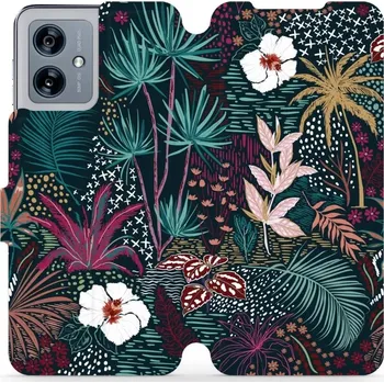 Pouzdro na mobilní telefon Flipové pouzdro Mobiwear - Motorola Moto G54 5G / Moto G54 5G Power Edition - VP13S Temná flóra (Knížkové flip pouzdro, obal, kryt na mobil Motorola Moto G54 5G / Moto G54 5G Power Edition - VP13S Temná flóra, materiál Umělá kůže + TPU - ochrana 360°,)
