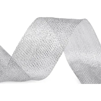 Galanterie Dekorační stuha s lurexem šíře 40 mm síťovaná, barva 1 stříbrná