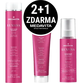 Kosmetická sada Medavita Luxviva šampón 250 ml + maska 150 ml a sprej 150 ml kosmetická sada pro barvené vlasy