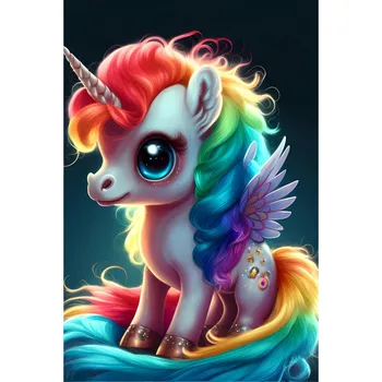 Diamantové malování Diamantové malování AB - Barevný jednorožec č. 1066