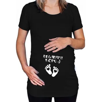 Černé těhotenské tričko s nápisem Nesahat, kopu