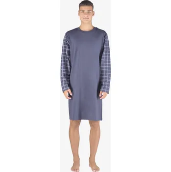 Pánská noční košile Gina Košile noční pánská dlouhý rukáv 79157P Barva/Velikost: tm.popel, sv. šedá / M