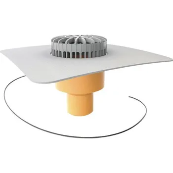 Kanalizační potrubí Svislá vyhřívaná terasová vpust TOPWET s integrovanou PVC manžetou, DN 110